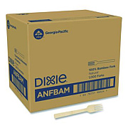 Dixie Bamboo Cutlery, Mediumweight Fork, Paper, Light Golden, 100/Pack, 10 Packs/Carton (ANFBAM)