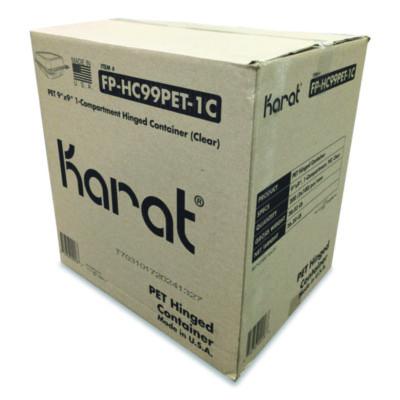 Karat PET Plastic Hinged Container, 9 x 9 x 3.6, Clear, Plastic, 100/Pack, 2 Packs/Carton (FPHC99PET1C)