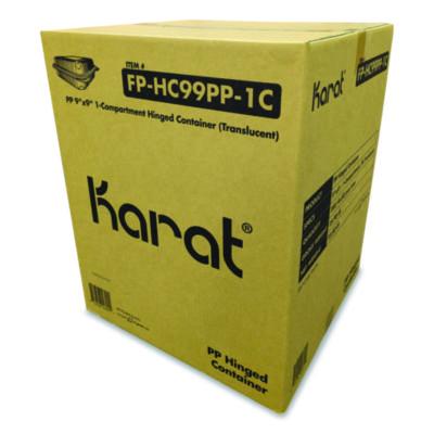 Karat Polypropylene Plastic Hinged Container, 9.35 x 9.22 x 3.17, Clear, Plastic, 50/Pack, 4 Packs/Carton (FPHC99PP1C)