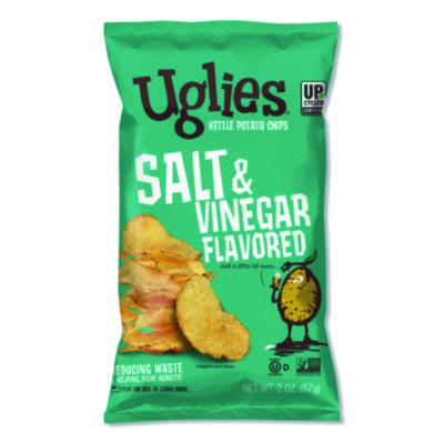 Uglies Kettle Potato Chips, Salt and Vinegar, 2 oz Bags, 24/Carton (DFN26104)