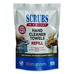Hand Cleaner Towels, SCRUBS in-a-Bucket Refill, 1-Ply, 10 x 12, Citrus, Blue/White, 72/Pack, 6 Packs/Carton (42270)