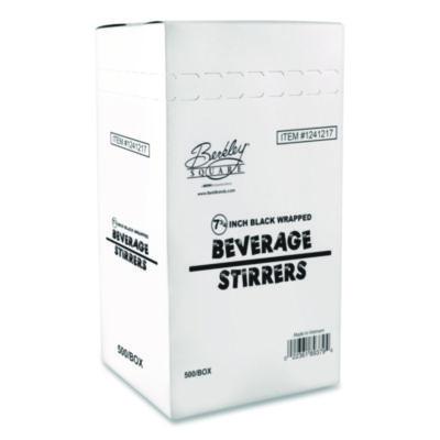 Berkley Square Wrapped Polypropylene Stirrers, 7.75", Black, 500/Box (BEP89378)