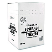 Wrapped Polypropylene Stirrers, 5.5", Black, 500/Box (BEP90209)
