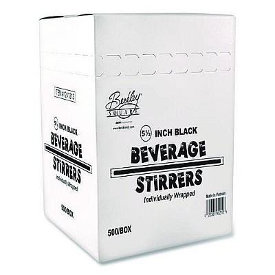 Wrapped Polypropylene Stirrers, 5.5", Black, 500/Box (BEP90209)