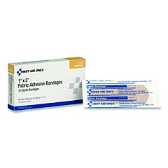 First Aid Only Fabric Adhesive Bandages, 1 x 3, 16/Box (1008)