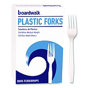Boardwalk Mediumweight Polystyrene Cutlery, Fork, Plastic, White, 100/Box (FORKMWPSBX)