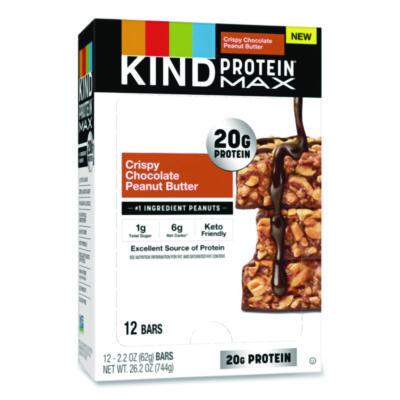 KIND Protein MAX Bar, Crispy Chocolate Peanut Butter, 2.2 oz Bar, 12/Box (PHW43470)