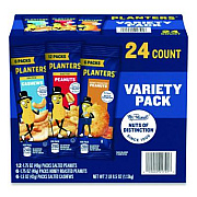 Planters Salted Nuts Variety Pack, Assorted Flavors, 1.5 oz/1.75 oz Packs, 24/Carton (884624)