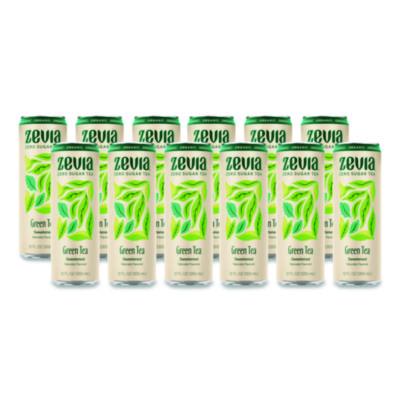 Zevia Zero Sugar Naturally Sweetened Green Tea, 12 oz Can, 12/Carton (0170612)