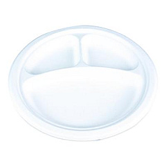 SCT ChampWare Molded Fiber Tableware, 3-Compartment Plate, 10" dia, White, 125/Sleeve, 4 Sleeves/Carton (18163WPF)
