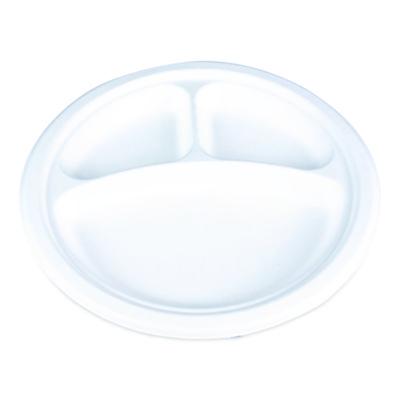 SCT ChampWare Molded Fiber Tableware, 3-Compartment Plate, 10" dia, White, 125/Sleeve, 4 Sleeves/Carton (18163WPF)