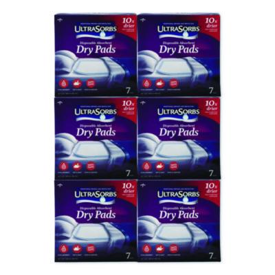 Medline Ultrasorbs Disposable Dry Pads, 23 x 35, Blue, 7/Box, 6/Carton (DRY2336RETCT)