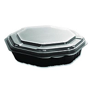 SOLO Creative Carryouts OctaView Hinged Lid Containers, 9.13 x 9.55 x 2.38, Black/Clear, Plastic, 100/Carton (809013PP94)
