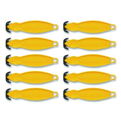 Klever Koncept Safety Cutter, 5.75" Plastic Handle, Yellow, 10/Pack (KCJ2Y)