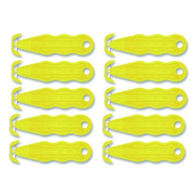 Klever Kutter Kurve Blade Plus Safety Cutter, 5.75" Plastic Handle, Yellow, 10/Box (PLS100Y)