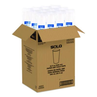 SOLO Double Sided Poly (DSP) Paper Cold Cups, 28 oz to 32 oz, White, 40 Cups/Sleeve, 12 Sleeves/Carton (RNP32P2050)