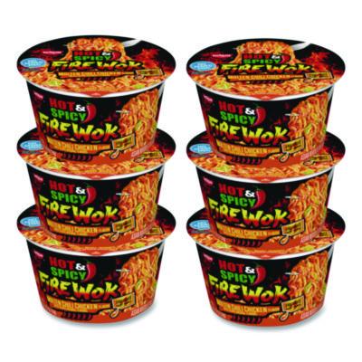 Nissin Hot and Spicy Fire Wok Molten Chili Chicken, 4.37 oz Bowl, 6/Carton (NIS19503)