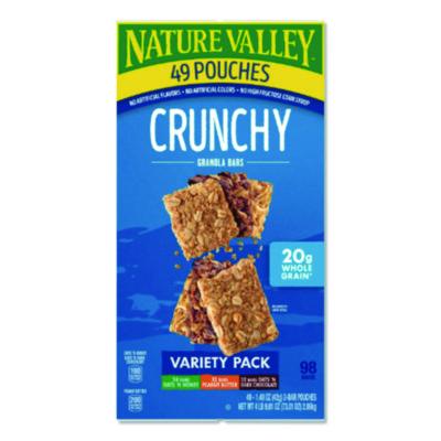 Nature Valley Granola Bars, Assorted Crunchy Bars, 1.5 oz Pouch, 2 Bars/Pouch, 49 Packs/Box (GEM44136)