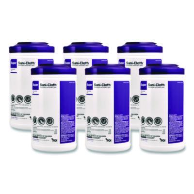 PDI Super Sani-Cloth Disinfecting Wipes, 15 x 7.5, Unscented, White, 75 Wipes/Canister, 6/Carton (P86984CT)