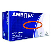 AMBITEX V5101 Series Latex-Free Lightly Powdered Vinyl Gloves, Large, 3 mil Thick, 9" Long, Clear, 100/Box (VLG5101)