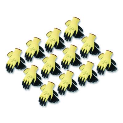 G-Tek KEV Seamless Knit Kevlar Gloves, EN388: 3X21B, Medium, Yellow/Black, 12 Pairs (09K1450M)