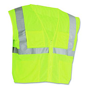 PIP ANSI Class 2 Four Pocket Zipper Safety Vest, Polyester Mesh, 2X-Large, Hi-Viz Lime Yellow (302MVGZ4PLY2)