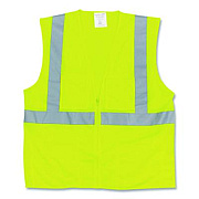 PIP ANSI Class 2 Two-Pocket Zipper Mesh Safety Vest, 2X-Large, Hi-Viz Lime Yellow (3020702ZLY2X)