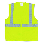 PIP ANSI Class 2 Two-Pocket Zipper Mesh Safety Vest, Large, Hi-Viz Lime Yellow (3020702ZLYL)