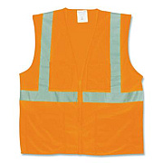 PIP ANSI Class 2 Two-Pocket Zipper Mesh Safety Vest, Polyester Mesh, 2X-Large, Orange (3020702ZOR2X)