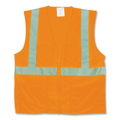 PIP ANSI Class 2 Two-Pocket Zipper Mesh Safety Vest, Polyester Mesh, 2X-Large, Orange (3020702ZOR2X)