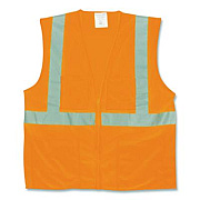 PIP ANSI Class 2 Two-Pocket Zipper Mesh Safety Vest, Polyester Mesh, Large, Orange (3020702ZORL)