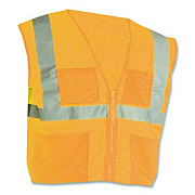 PIP ANSI Class 2 Four Pocket Zipper Safety Vest, Polyester Mesh, Large, Hi-Viz Orange (302MVGZ4PORL)
