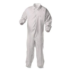 KleenGuard KGA35 Liquid and Particle Protection Coveralls, Elastic Wrists and Ankles, 5X-Large, White, 25/Carton (38935)