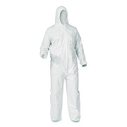 KleenGuard KGA35 Liquid and Particle Protection Coveralls, Elastic Wrists, Ankles and Hood, 4X-Large, White, 25/Carton (38943)
