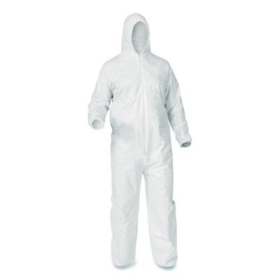 KleenGuard KGA35 Liquid and Particle Protection Coveralls, Elastic Wrists, Ankles and Hood, 4X-Large, White, 25/Carton (38943)