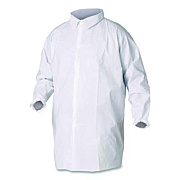 KleenGuard A40 Lab Coats, Elastic Wrists, No Pocket, Medium, White, 30/Carton (44442)