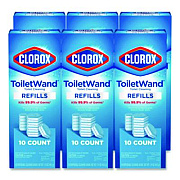 Clorox ToiletWand Toilet Cleaning Refills, Toilet Cleaning Scrubbing Pads, Blue/White, 10/Pack, 6 Packs/Carton (31620)