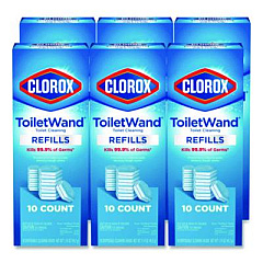 Clorox ToiletWand Toilet Cleaning Refills, Toilet Cleaning Scrubbing Pads, Blue/White, 10/Pack, 6 Packs/Carton (31620)