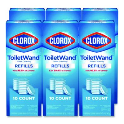 Clorox ToiletWand Toilet Cleaning Refills, Toilet Cleaning Scrubbing Pads, Blue/White, 10/Pack, 6 Packs/Carton (31620)
