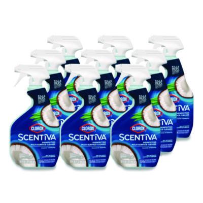 Clorox Scentiva Disinfecting Multi-Surface Cleaner, Bleach Free, Coconut and Waterlily, 32 oz Spray Bottle, 9/Carton (60521CT)