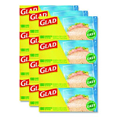 Glad Fold Top Food Storage Plastic Sandwich Bags, 6.5 x 5.5, Clear, 180 Bags/Box, 12 Boxes/Carton (60771)