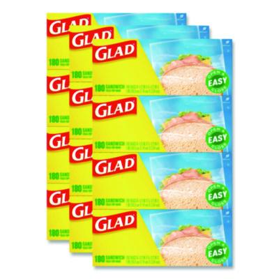 Glad Fold Top Food Storage Plastic Sandwich Bags, 6.5 x 5.5, Clear, 180 Bags/Box, 12 Boxes/Carton (60771)