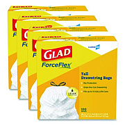 Glad CloroxPro ForceFlex Tall Kitchen Drawstring Trash Bags, 13 gal, 24 x 27.38, Gray, 100 Bags/Box, 4 Boxes/Carton (78526CT)