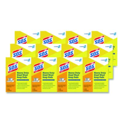 S.O.S. Steel Wool Soap Pads, 2.4 x 3, Steel, 15 Pads/Box, 12 Boxes/Carton (88320CT)