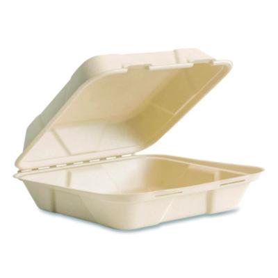 Vegware Nourish Molded Fiber Takeout Containers, Compostable, 9 x 9 x 3, Natural, Sugarcane, 200/Carton (VWHC91NFA)