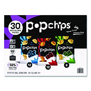 popchips Potato Chips, Variety Pack, Barbeque, Sea Salt, Sour Cream and Onion, 0.8 oz Bag, 30/Pack (22001998)