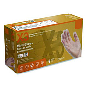 X3 by AMMEX Industrial Vinyl Gloves, Powder-Free, Small, 3 mil Thick, 9.5" Long, Clear, 100/Box (GPX342100BX)