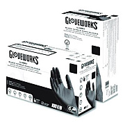 GloveWorks by AMMEX Nitrile Exam Gloves, Powder-Free, Small, 6 mil Thick, 9.5" Long, Black, 100/Box (GWBEN42100BX)