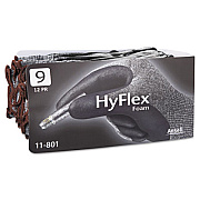 AnsellPro HyFlex Foam Gloves, Dark Gray/Black, Size 9, 12 Pairs (118019)