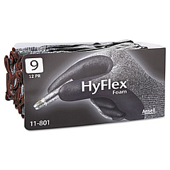 AnsellPro HyFlex Foam Gloves, Dark Gray/Black, Size 9, 12 Pairs (118019)